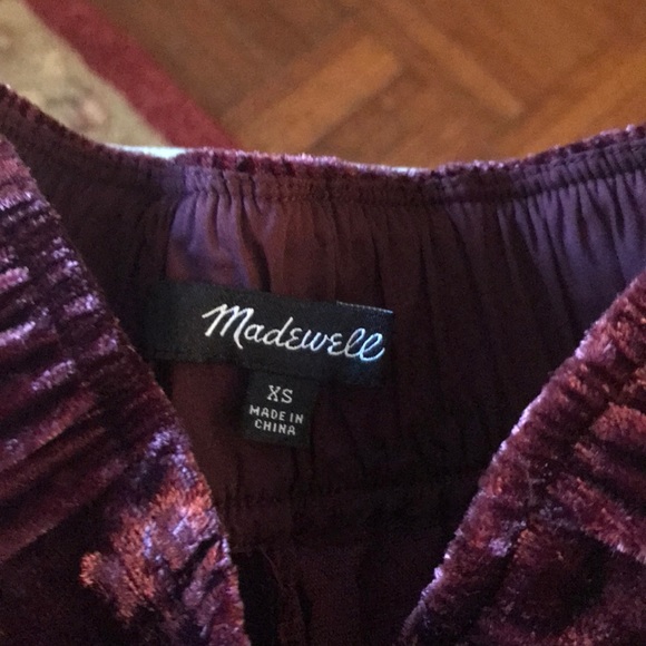 MADEWELL VELVET HUSTON PANTS BURGUNDY SZ XS - Picture 3 of 4